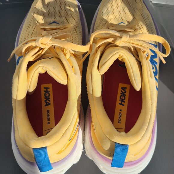 Hoka One One Sneakers Women 9.5 Bondi 8 athletic walk 1127952-ICYC Yellow Purple - Picture 8 of 9